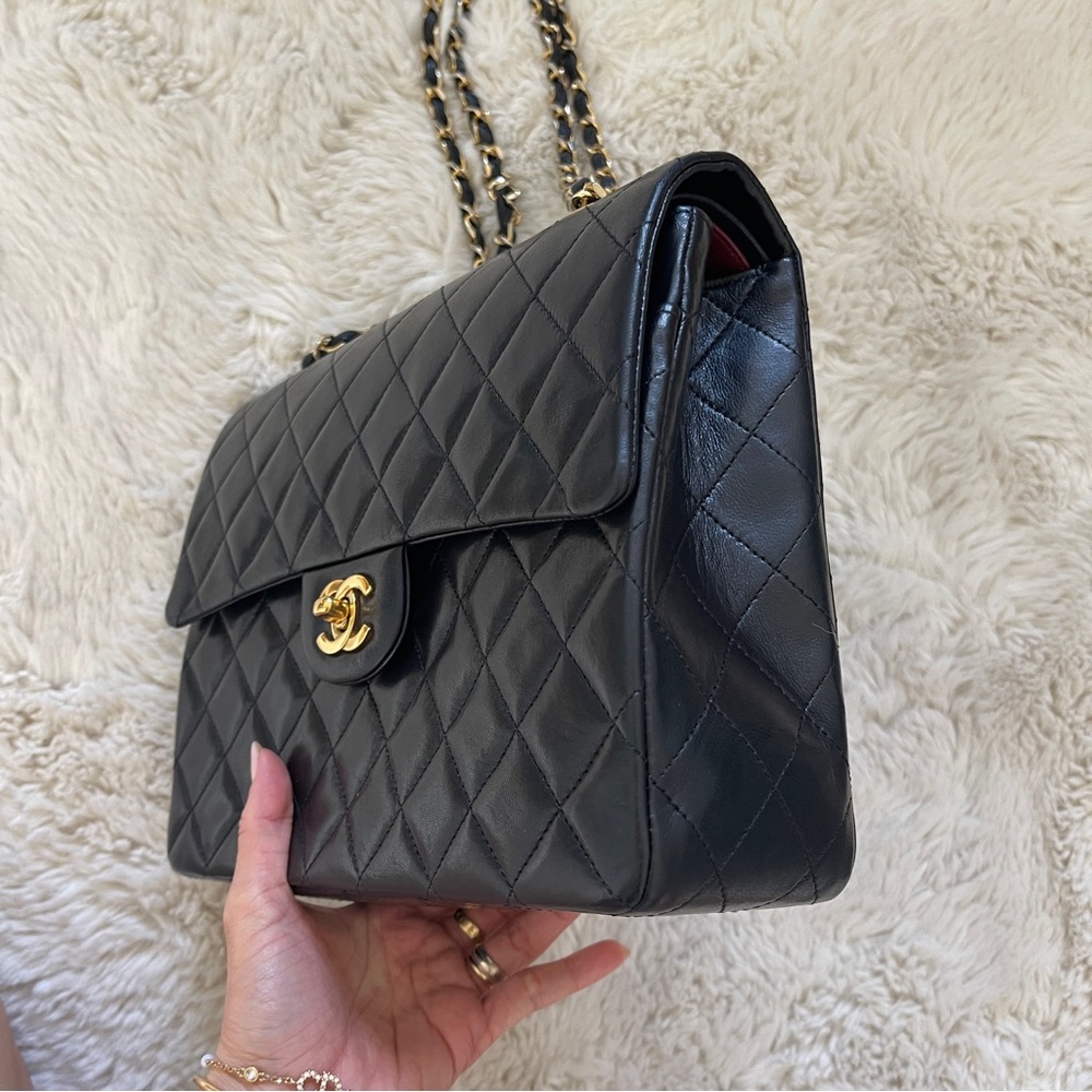 CHANEL Black Quilted Lambskin Classic Flap Bag with Gold Hardware - Picture 3 of 15